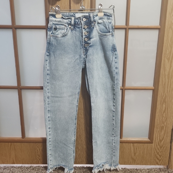 KanCan Blue Straight Leg Jeans High Waisted - Picture 1 of 6